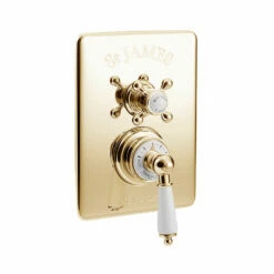 St James - 'Kit 5' Antique Gold Concealed Shower | Shop Here -Oldfashionedbathrooms Store Antique Gold St James Traditional Concealed Shower Valve 1 Outlet 2