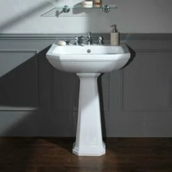 Empire Art Deco 620mm Basin With Pedestal | Old Fashioned Bathrooms