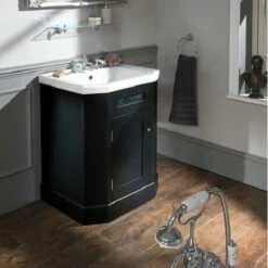 Empire Art Deco Black Cabinet & Inset Basin | Old Fashioned Bathrooms