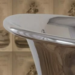 The Normandy Nickel Plated Interior & Exterior Bateau Bath | Suffolk -Oldfashionedbathrooms Store Bateau Bath Nickel Close Up 1