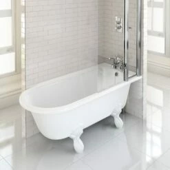 Burlington Hampton 150cm Right Handed Showering Bath With Standard Feet | Old Fashioned Bathrooms