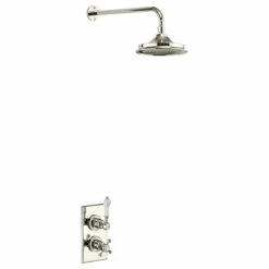 Burlington Trent Thermostatic Single Outlet Concealed Shower -Oldfashionedbathrooms Store Burlington Trent nickel shower