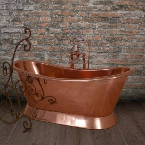 Hurlingham Bateau Copper Bath - Copper Exterior & Copper Interior | OFB -Oldfashionedbathrooms Store Copper Bateau Bath Copper Copper