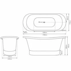 Copper Normandy Bateau Bath - Copper Exterior & Nickel Interior | Suffolk -Oldfashionedbathrooms Store Copper Bateau Bath Dimensions 1