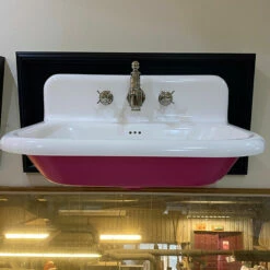 Clearwater Roll Top Basin With Up-Stand | Old Fashioned Bathrooms -Oldfashionedbathrooms Store Crosswater roll top basin meduim pink