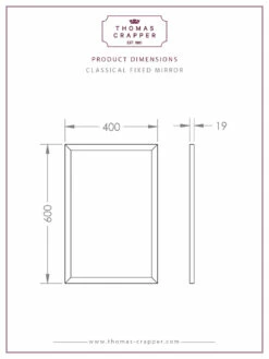 Thomas Crapper Classical Fixed Mirror | Old Fashioned Bathrooms -Oldfashionedbathrooms Store Dim 20341 Classical Fixed Mirror