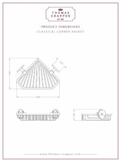 Thomas Crapper Classical Corner Basket | Old Fashioned Bathrooms -Oldfashionedbathrooms Store Dim 20348 TC1 066 Corner Basket