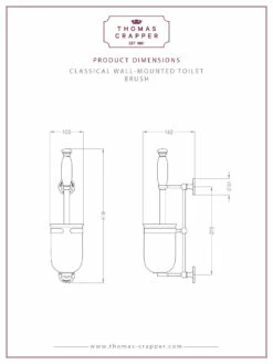 Thomas Crapper Classical Wall-mounted Toilet Brush | OFB -Oldfashionedbathrooms Store Dim 20349 TC1 310 Wall Mounted Toilet Brush