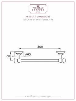 Thomas Crapper Elegant Towel Bar | Old Fashioned Bathrooms | Suffolk -Oldfashionedbathrooms Store Dim 20362 Elegant 300mm Towel Bar TCAC602 30 1 2