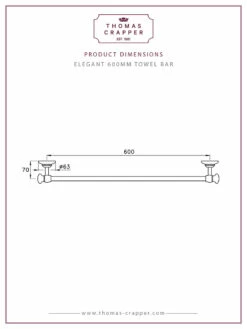 Oldfashionedbathrooms Store -Oldfashionedbathrooms Store Dim 20364 Elegant 600mm Towel Bar TCAC602 60 2
