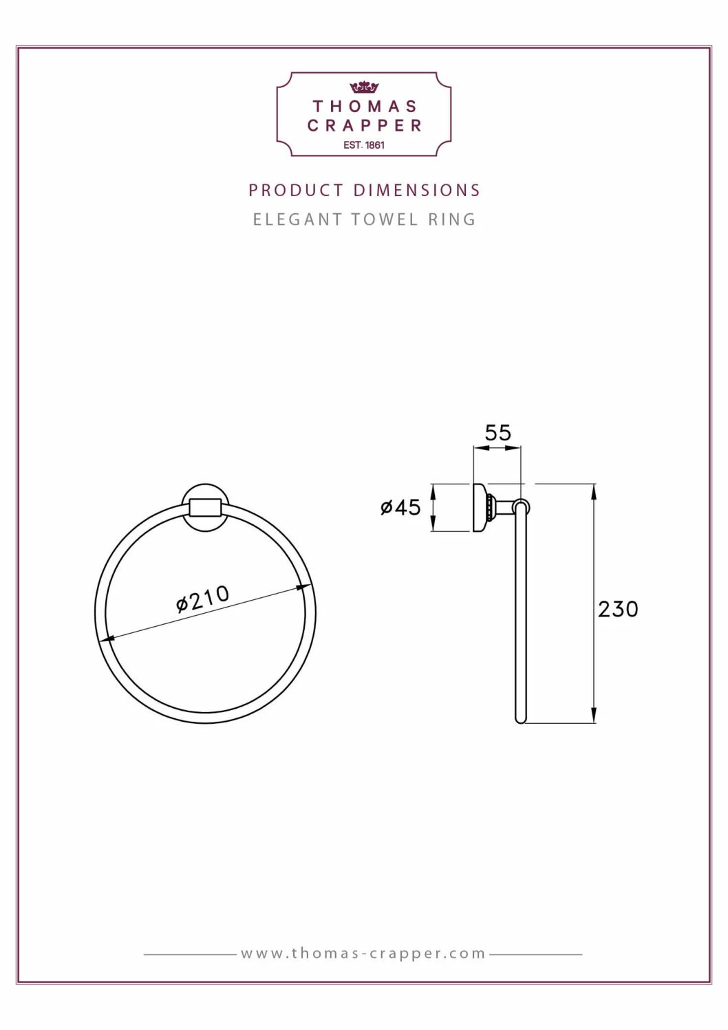 Thomas Crapper Elegant Towel Ring | Old Fashioned Bathrooms | Suffolk 2 Thomas Crapper Elegant Towel Ring | Old Fashioned Bathrooms | Suffolk - Image 2