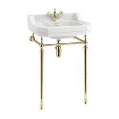 Burlington Edwardian 56cm Basin With Chrome Stand 5 Burlington Edwardian 56cm Basin With Chrome Stand -Oldfashionedbathrooms Store Edwardian 560mm Basin with Gold Washstand 1