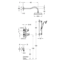 Liberty Concealed Shower With Slider Rail By Old Fashioned Bathrooms -Oldfashionedbathrooms Store Flova Liberty Conceaed Shower with Overhead Shower and Hand Shower Tech