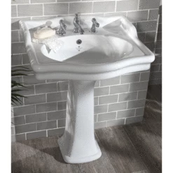 Loxley 650mm Basin With Pedestal | Old Fashioned Bathrooms