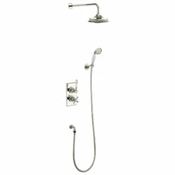 Burlington Trent Thermostatic Two Outlet Concealed Shower -Oldfashionedbathrooms Store Nickel Burlington Thermostatic shower