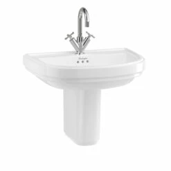 Riviera 650mm D Shape Basin & Semi Pedestal | OFB