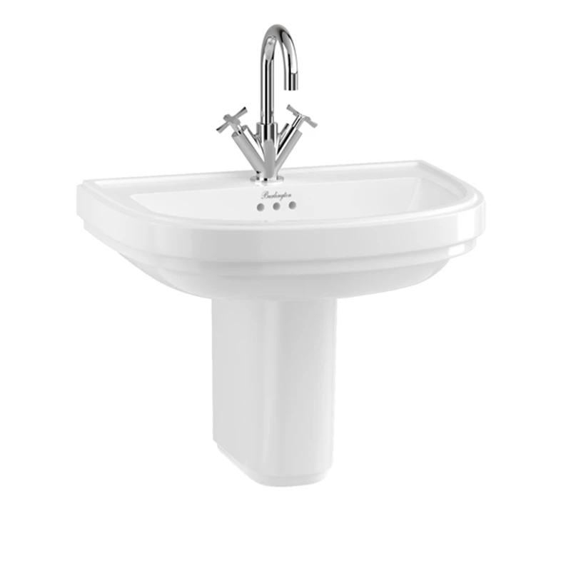 Riviera 580mm D Shape Basin & Semi Pedestal | OFB 2 Riviera 580mm D Shape Basin & Semi Pedestal | OFB - Image 2