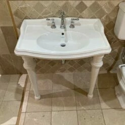 Old England Suffolk, 90cm Console Basin And Ceramic Legs | OFB -Oldfashionedbathrooms Store Suffolk 90cm Console Basin on Legs1