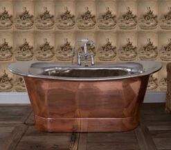 Copper Normandy Bateau Bath - Copper Exterior & Nickel Interior | Suffolk -Oldfashionedbathrooms Store The Normandy Copper Bath