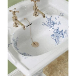 Old Fashioned Bathrooms - Victorian Blue Floral Large Basin And Pedestal -Oldfashionedbathrooms Store Victorian Blue Floral Large Basin and pedestal 4