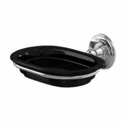 Burlington Soap Dish With Chrome Finish | Old Fashioned Bathrooms -Oldfashionedbathrooms Store burlington chrome soap dish with black ceramic