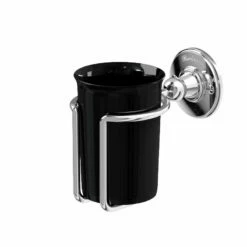 Burlington Tumbler Holder From The Burlington Chrome Bathroom Accessories Range -Oldfashionedbathrooms Store burlington chrome tumbler holder with black ceramic tumbler