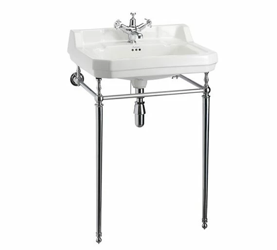 Burlington Edwardian Style 61cm Basin With Chrome Stand | OFB 1 Burlington Edwardian Style 61cm Basin With Chrome Stand | OFB