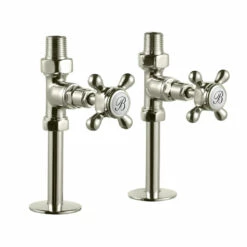 Burlington Straight Radiator Valves With Chrome Finish | OFB 6 Burlington Straight Radiator Valves With Chrome Finish | OFB -Oldfashionedbathrooms Store burlington nickel straight radiator valves