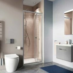 Crosswater 'Clear 6' Bi-fold Door & (Optional) Side Panel -Oldfashionedbathrooms Store clear 6 bifold door in recess w900 h900