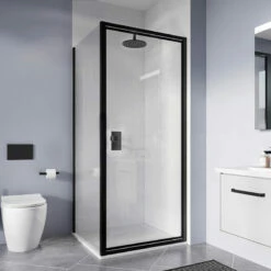 Crosswater 'Clear 6' Pivot Door & (Optional) Side Panel - Matt Black