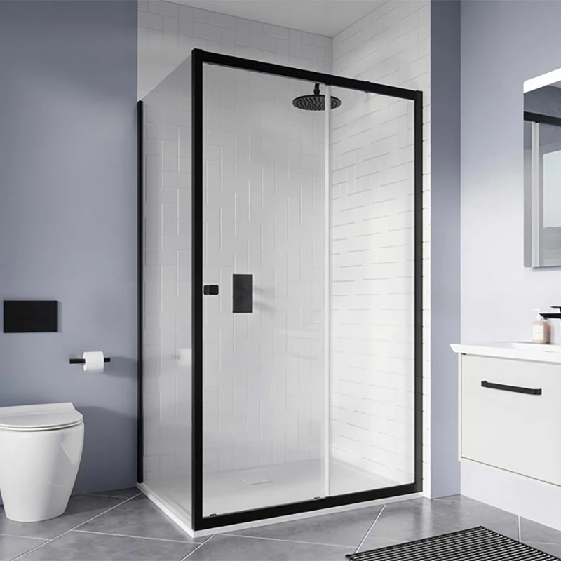 Crosswater 'Clear 6' Sliding Door & (Optional) Side Panel - Matt Black 1 Crosswater 'Clear 6' Sliding Door & (Optional) Side Panel - Matt Black