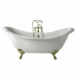 Imperial Sheraton Double Ended Slipper Bath With Ball G&H Feet -Oldfashionedbathrooms Store imperial sheraton antique gold double ended bath
