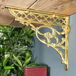 Serpent Design Basin Brackets (Pair) 328mm | Old Fashioned Bathrooms -Oldfashionedbathrooms Store ornate brass serpent design shelf bracket