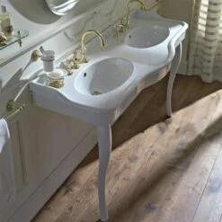 Palladio Double Console Basin On Ceramic Legs | OFB -Oldfashionedbathrooms Store palladio 150 double console 3