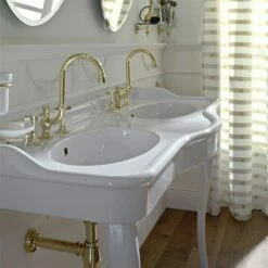 Palladio Double Console Basin On Ceramic Legs | OFB -Oldfashionedbathrooms Store palladio 150 double console 4