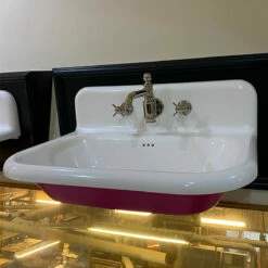 Clearwater Roll Top Basin With Up-Stand | Old Fashioned Bathrooms -Oldfashionedbathrooms Store roll top basin pink medium 2