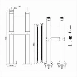 Burlington Stand Pipes Including Horizontal Support Bar | OFB -Oldfashionedbathrooms Store stand pipes baths2