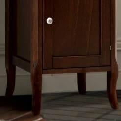 Retro Tall Walnut Display Cabinet | Old Fashioned Bathrooms -Oldfashionedbathrooms Store tall display cabinet close up3