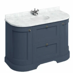 Burlington Freestanding Vanity Unit With Drawers And Minerva Carrara Top -Oldfashionedbathrooms Store white top blue